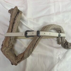 White Leather Belt with Silver Buckle